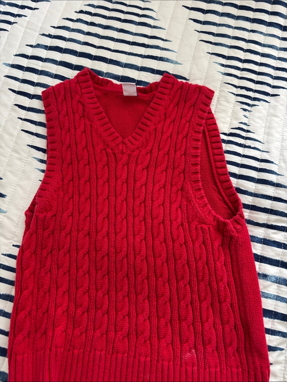 Janie and Jack Red Cable Knit V-Neck Sweater Vest so